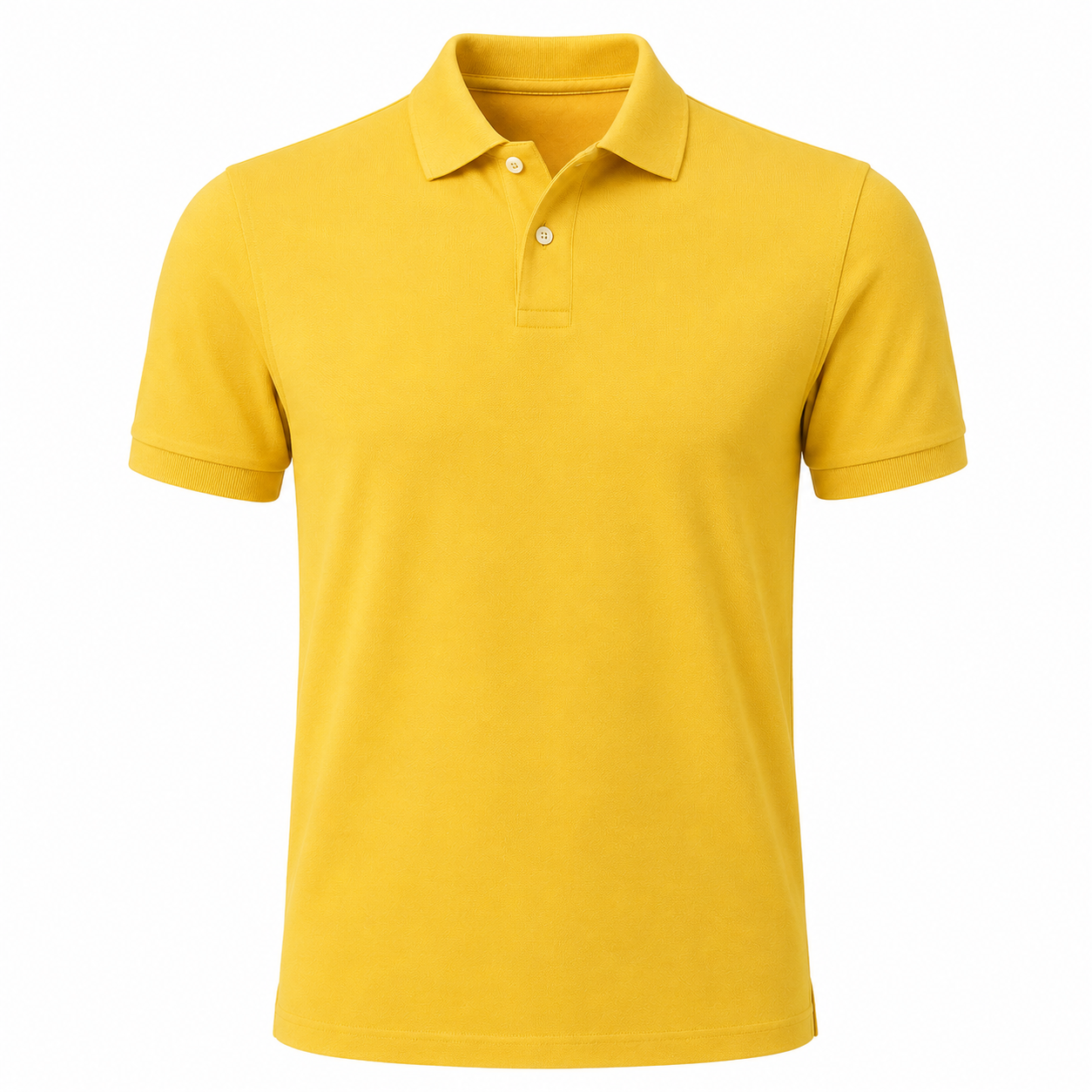 Polo Ajusté en Coton Piqué Jaune Soleil | Geoutoul Codazi